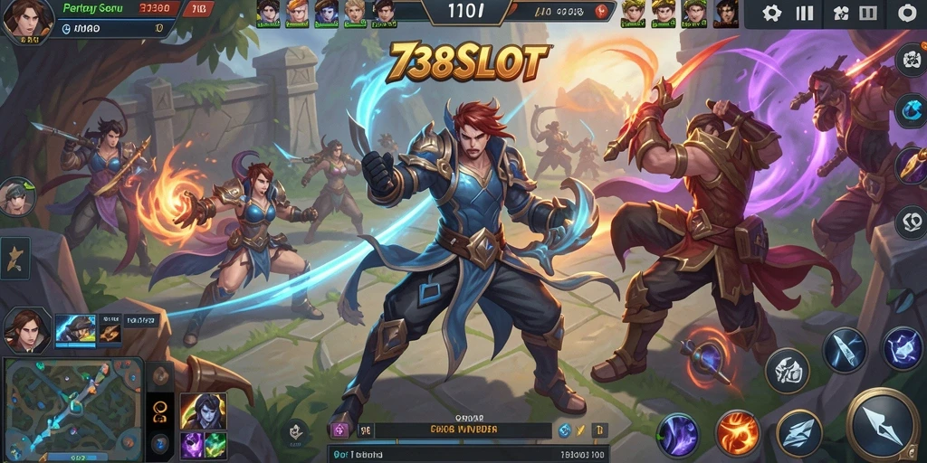 Gameplay seru 738SLOT dengan karakter yang unik dan pertarungan strategis.