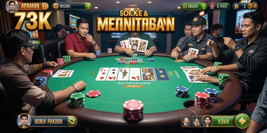 Tangkapan layar gameplay Poker yang mendebarkan di 73K.