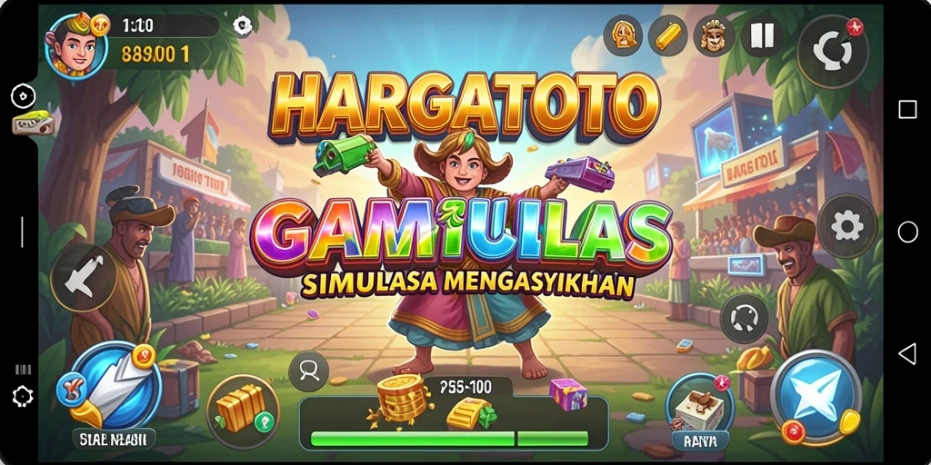 Screenshot gameplay HARGATOTO menunjukkan aksi mendebarkan dalam simulasi.