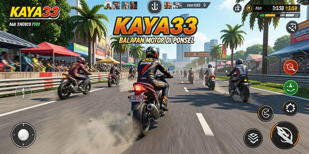Screenshot KAYA33 menampilkan aksi balapan motor yang mendebarkan.