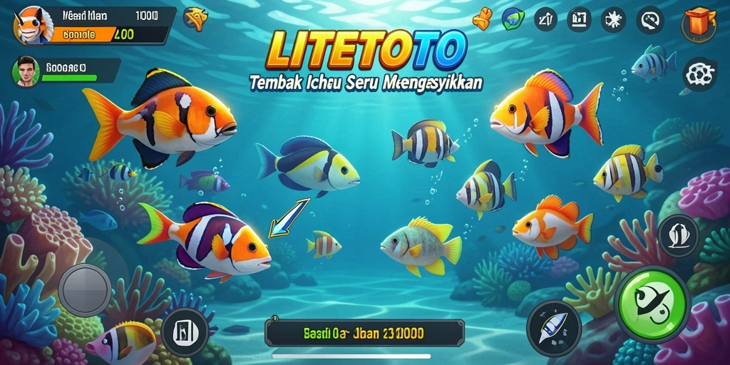 Gameplay LITETOTO yang seru dalam aksi tembak ikan.
