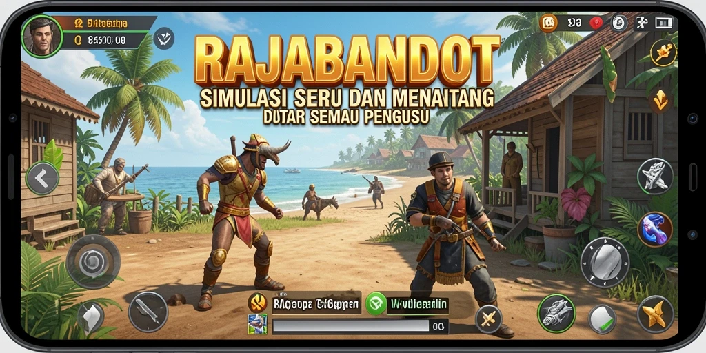 Tangkapan layar dari gameplay RAJABANDOT yang menunjukkan interaksi simulasi yang dinamis.