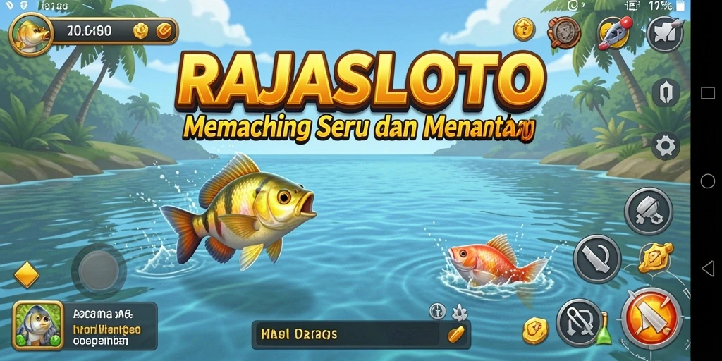 Screenshot gameplay RAJASLOTO menampilkan aksi memancing yang seru dan mendebarkan.