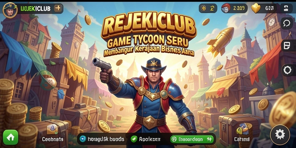 Tampilan gameplay REJEKICLUB yang menantang dalam membangun bisnis.
