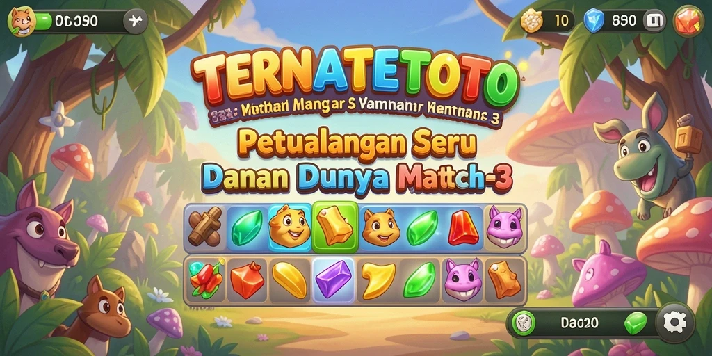 Tampilan gameplay seru dalam TERNATETOTO dengan tantangan Match-3.